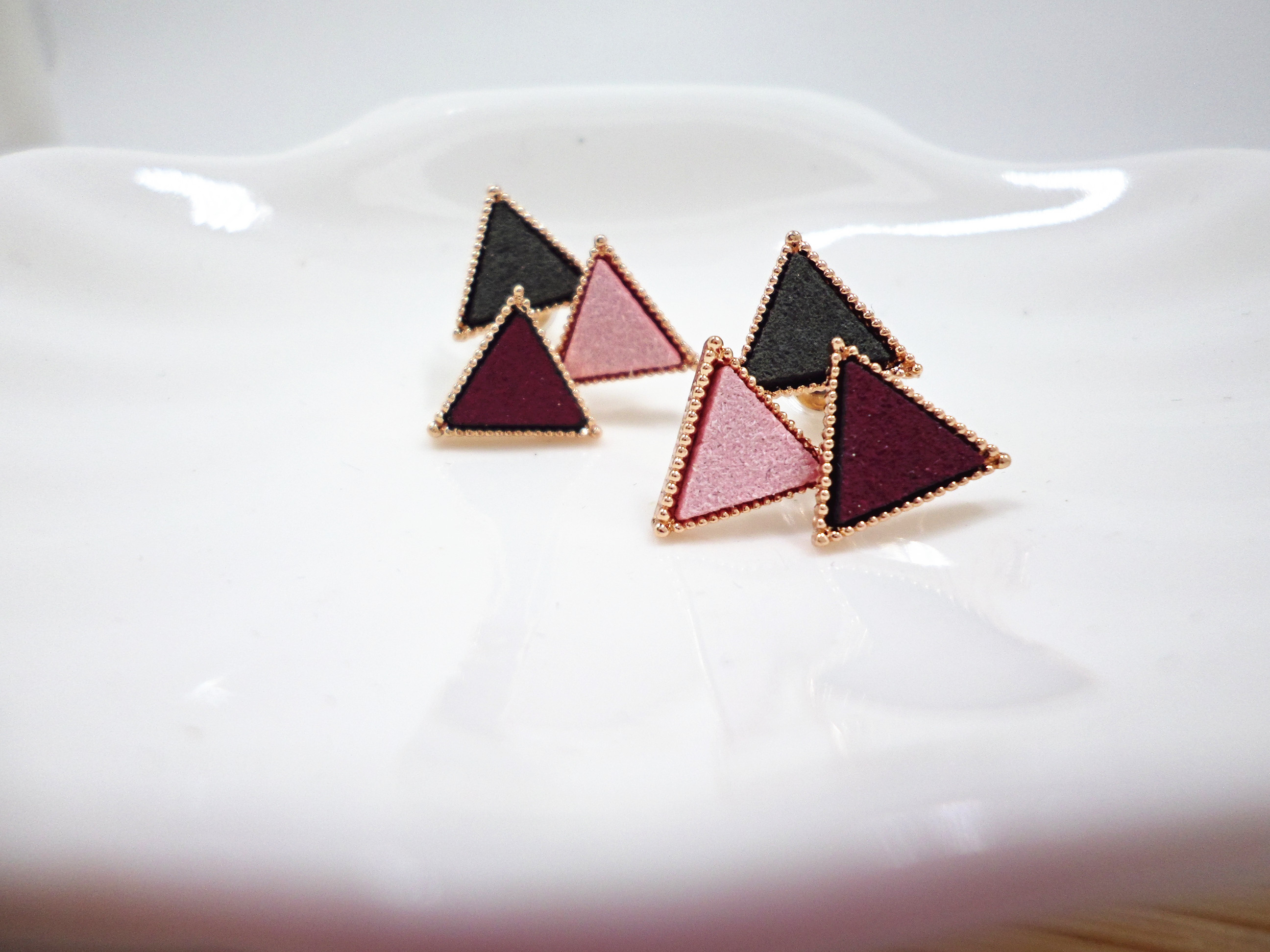 Wholesale Unique triangular geometry earrings fashion geometric shape earrings beautiful and colorful color matching earrings personality VGE109 5