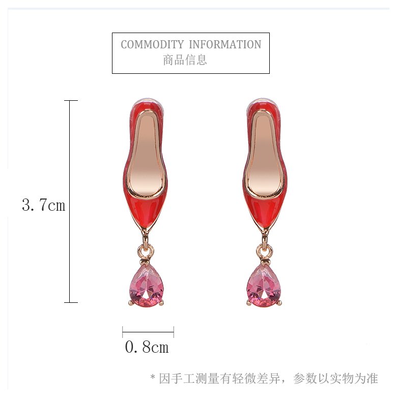 Wholesale New Jewelry High Quality Red High Heels Female Crystal Pendant Earrings Hollow Earrings Korean Jewelry Glass Copper Earrings VGE111 0