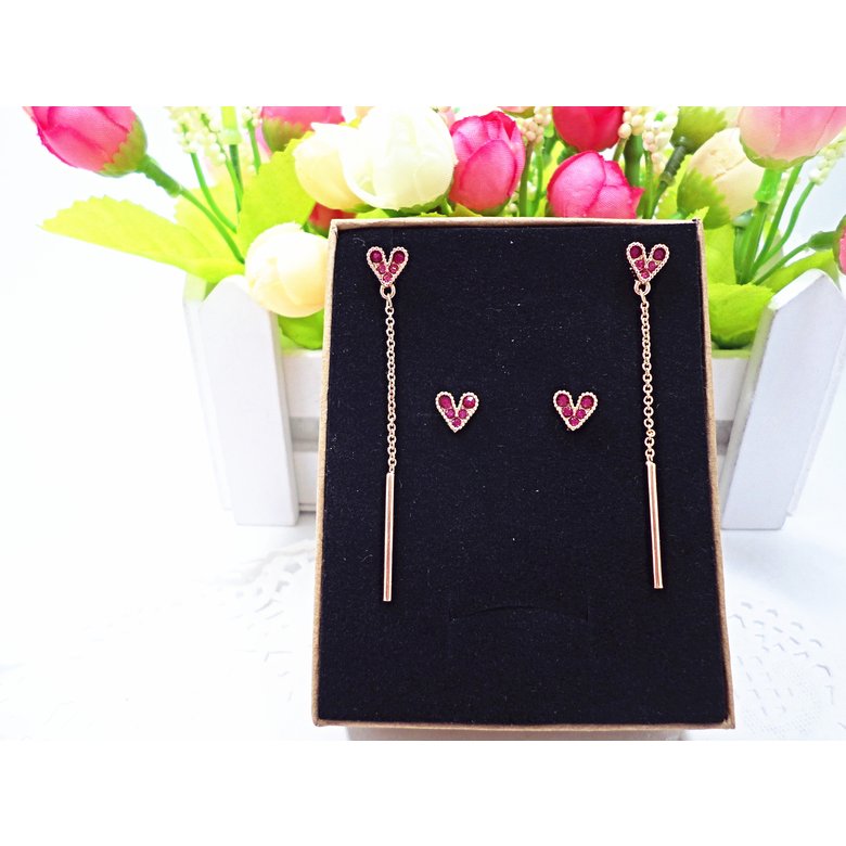 Wholesale Love Heart Long Earrings Tassel Chain Earrings red Heart Dangle Earrings For Women Fashion Jewelry VGE117 0