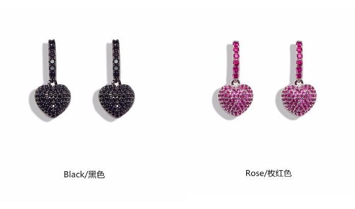 Wholesale Love Heart Earrings Sweet Pink Gifts for Women Girlfriend Girls Shine Sequins Imitation Rhinestone Korean Style Daily Ear Stud VGE119 2