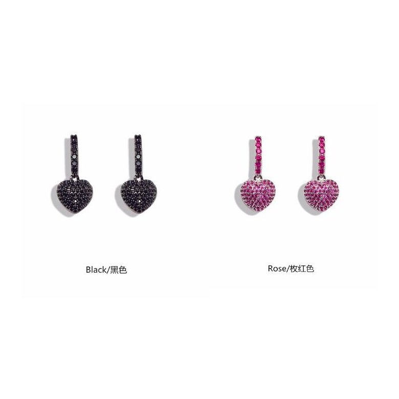 Wholesale Love Heart Earrings Sweet Pink Gifts for Women Girlfriend Girls Shine Sequins Imitation Rhinestone Korean Style Daily Ear Stud VGE119 2
