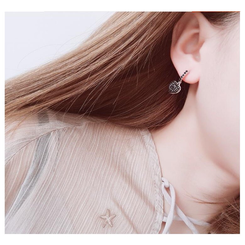 Wholesale Love Heart Earrings Sweet Pink Gifts for Women Girlfriend Girls Shine Sequins Imitation Rhinestone Korean Style Daily Ear Stud VGE119 3