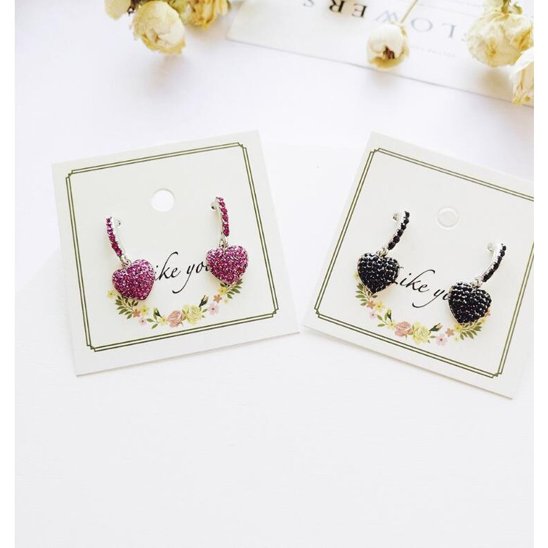 Wholesale Love Heart Earrings Sweet Pink Gifts for Women Girlfriend Girls Shine Sequins Imitation Rhinestone Korean Style Daily Ear Stud VGE119 4