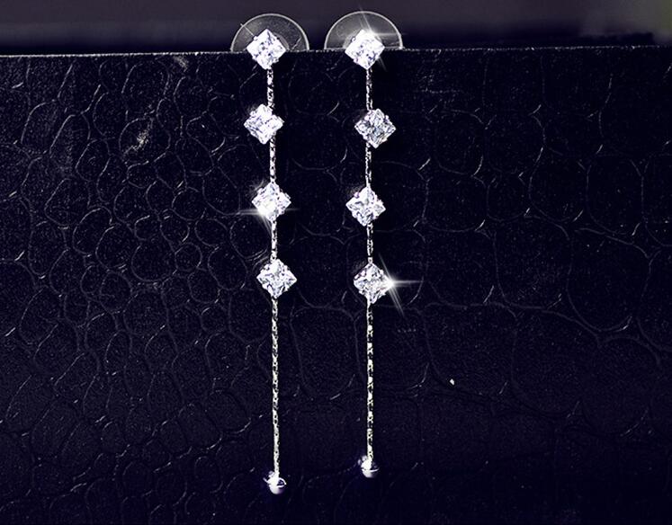Wholesale The New Fashion Jewelry Shining Crystal Earrings For Women Cubic Zircon Tassel 925 Sterling Silver Dangle Earrings High Quality VGE121 5
