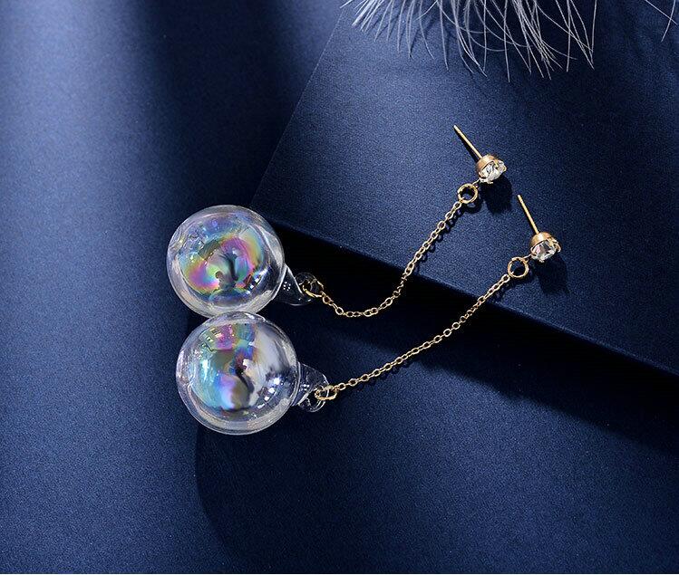 Wholesale New Fashion Women Transparent Glass Long Water Ball Dangle Earrings For Girls Drop Earrings Party Jewelry Accessories VGE124 2