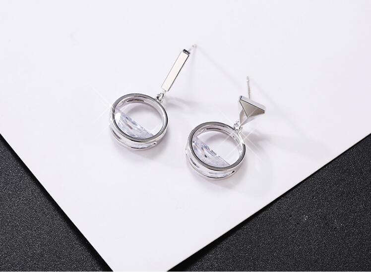 Wholesale Exquisite Geometric Circular Earring for Women Fine Zircon Crystal  Earrings For Women Fashion Wedding Jewelry VGE126 6