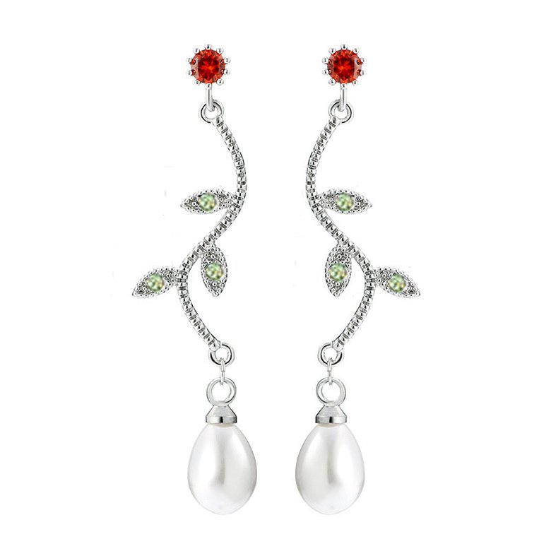 Wholesale Sequins Flowers Leaves Pendant Earrings Pearl Tassel Earrings for Women Crystal Drop Earrings Long Earring for Girl VGE127 2