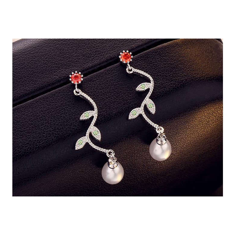 Wholesale Sequins Flowers Leaves Pendant Earrings Pearl Tassel Earrings for Women Crystal Drop Earrings Long Earring for Girl VGE127 3