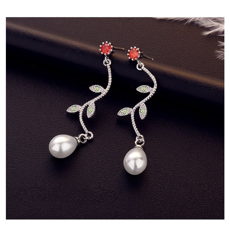 Wholesale Sequins Flowers Leaves Pendant Earrings Pearl Tassel Earrings for Women Crystal Drop Earrings Long Earring for Girl VGE127 4