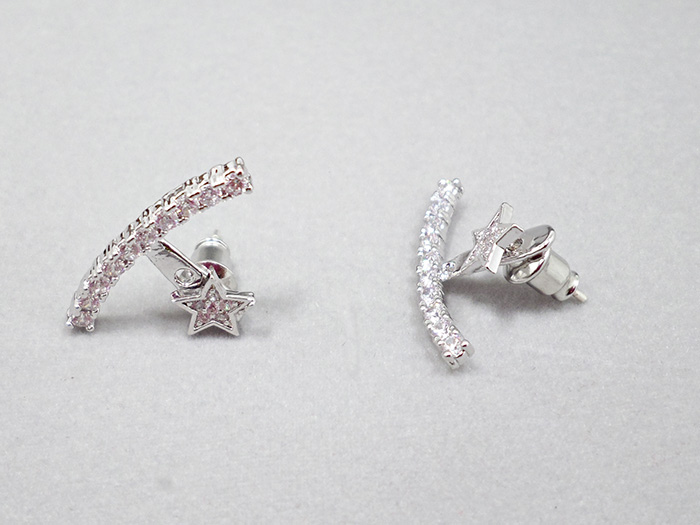 Wholesale Fashion silver color Earrings for Women Luxury zircon Symmetrical Curved  Star Tassel  Earring Jewelry VGE128 0