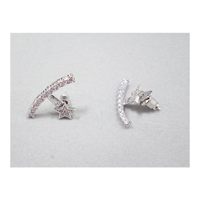 Wholesale Fashion silver color Earrings for Women Luxury zircon Symmetrical Curved  Star Tassel  Earring Jewelry VGE128 0