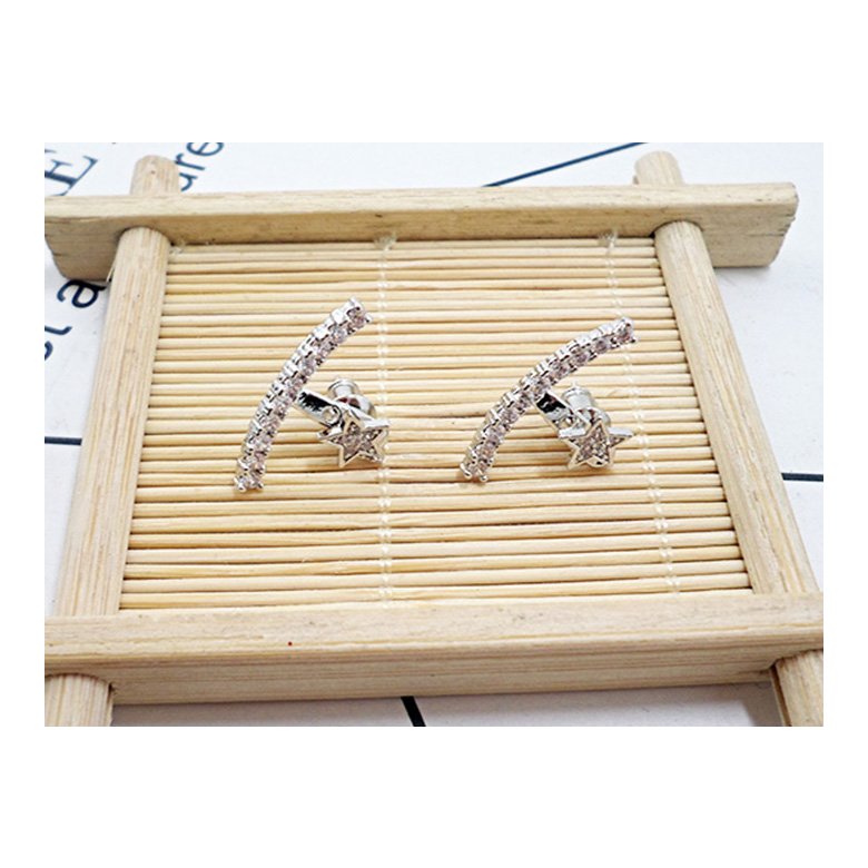 Wholesale Fashion silver color Earrings for Women Luxury zircon Symmetrical Curved  Star Tassel  Earring Jewelry VGE128 1