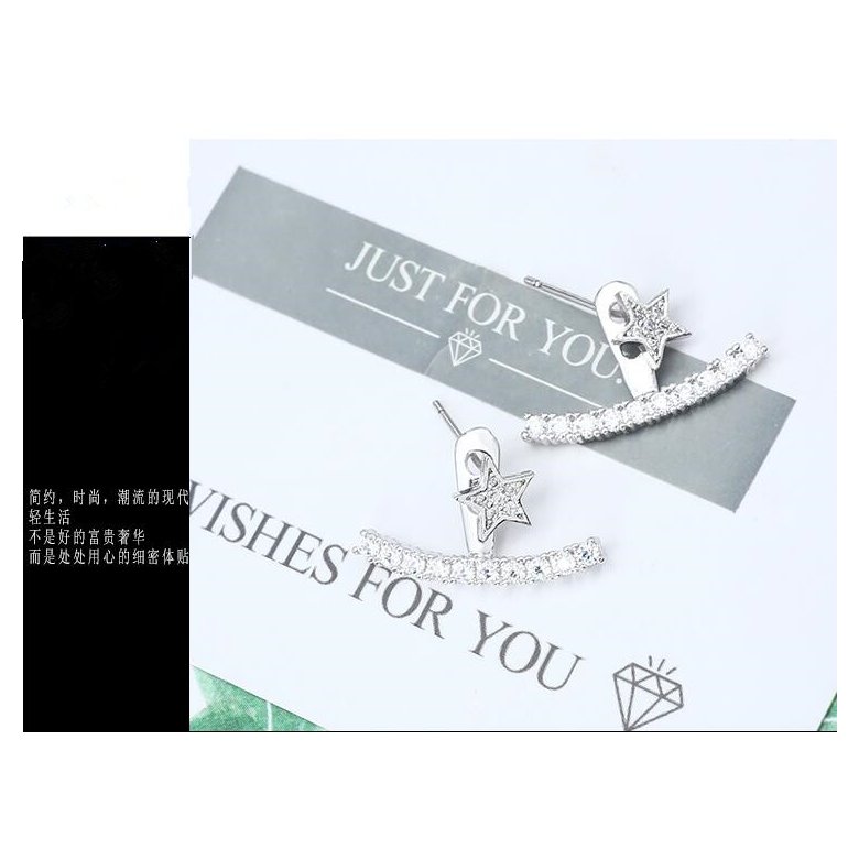 Wholesale Fashion silver color Earrings for Women Luxury zircon Symmetrical Curved  Star Tassel  Earring Jewelry VGE128 2