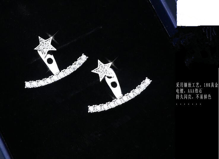 Wholesale Fashion silver color Earrings for Women Luxury zircon Symmetrical Curved  Star Tassel  Earring Jewelry VGE128 3