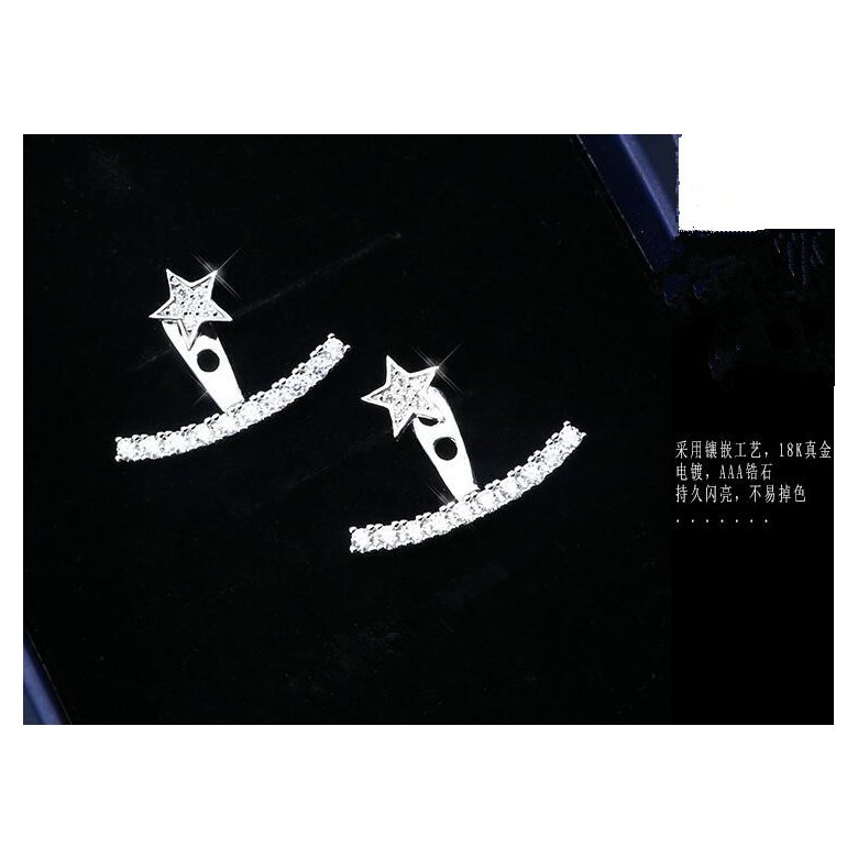 Wholesale Fashion silver color Earrings for Women Luxury zircon Symmetrical Curved  Star Tassel  Earring Jewelry VGE128 3