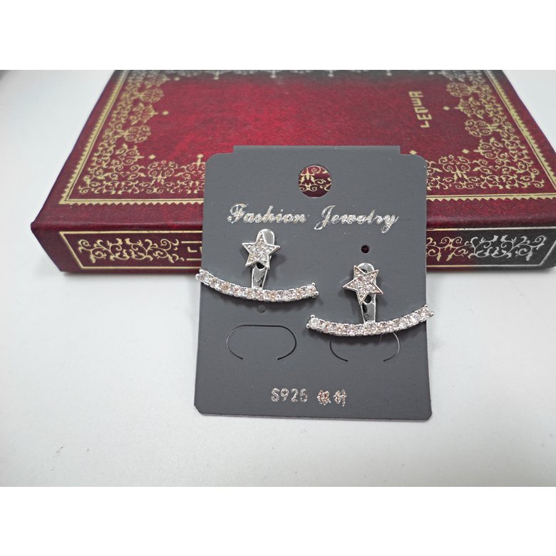 Wholesale Fashion silver color Earrings for Women Luxury zircon Symmetrical Curved  Star Tassel  Earring Jewelry VGE128 4