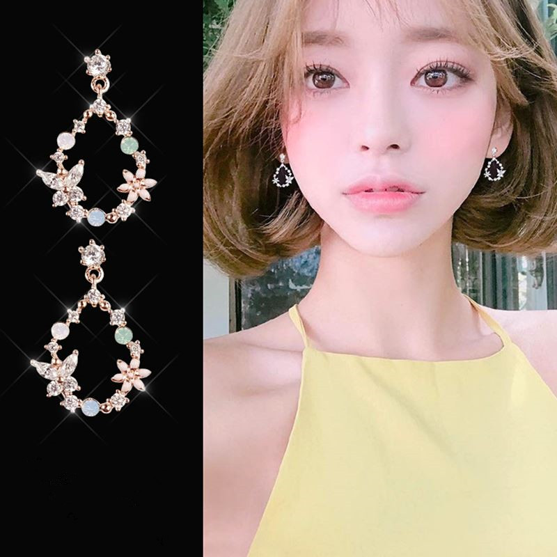 Wholesale New Cute Sweet Heart Zircon Flower Circle Stud Earrings For Women Fashion Delicate Jewelry VGE129 2