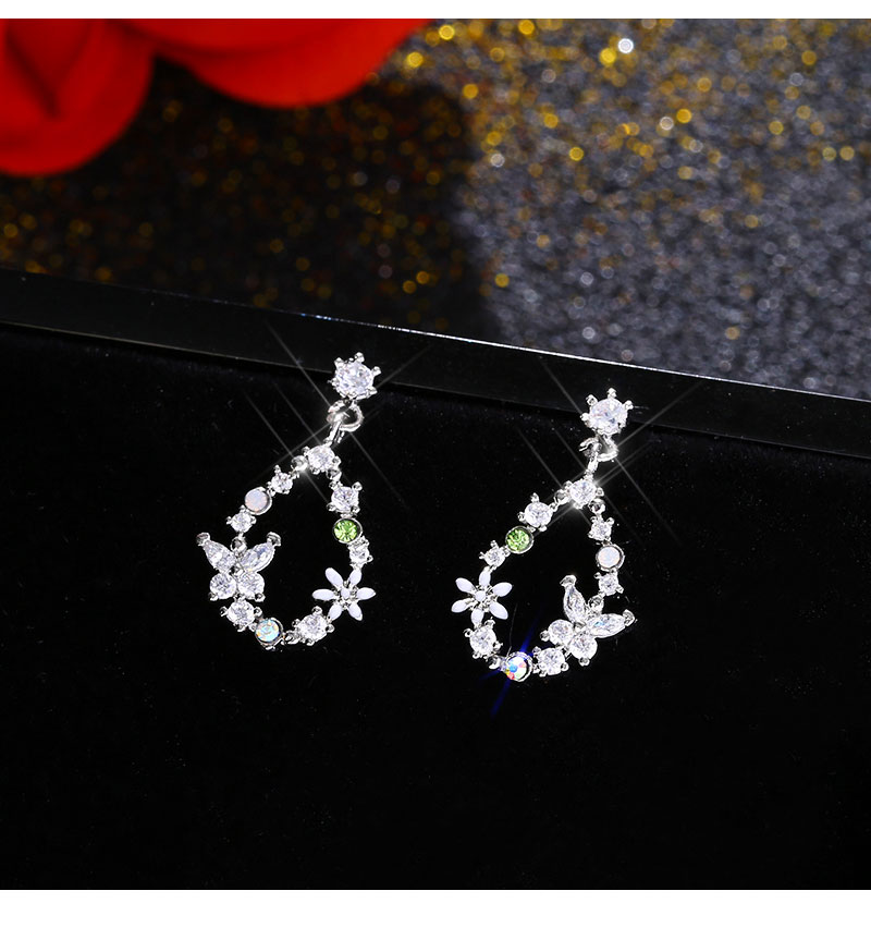 Wholesale New Cute Sweet Heart Zircon Flower Circle Stud Earrings For Women Fashion Delicate Jewelry VGE129 5