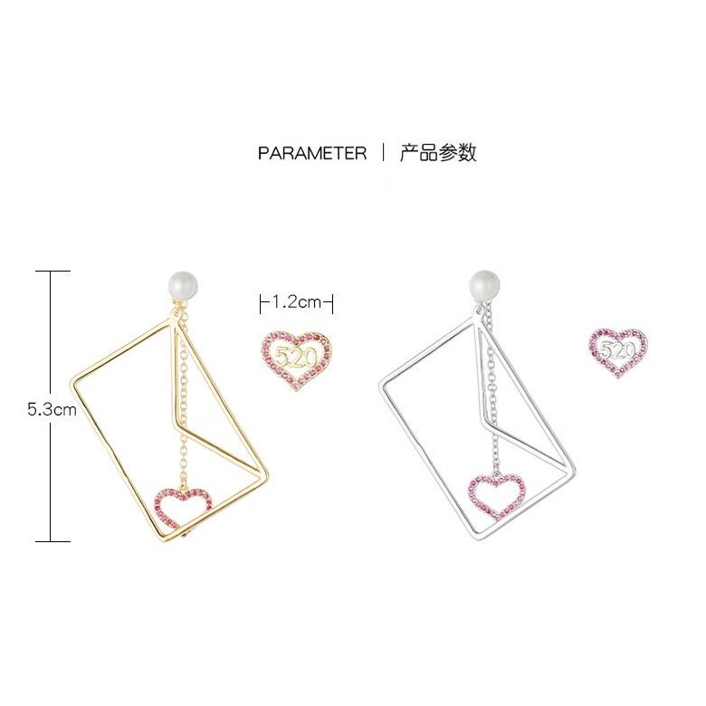 Wholesale Heart envelope Long Drop Earrings For women crystal Geometric dangling Earring wedding Jewelry VGE131 0