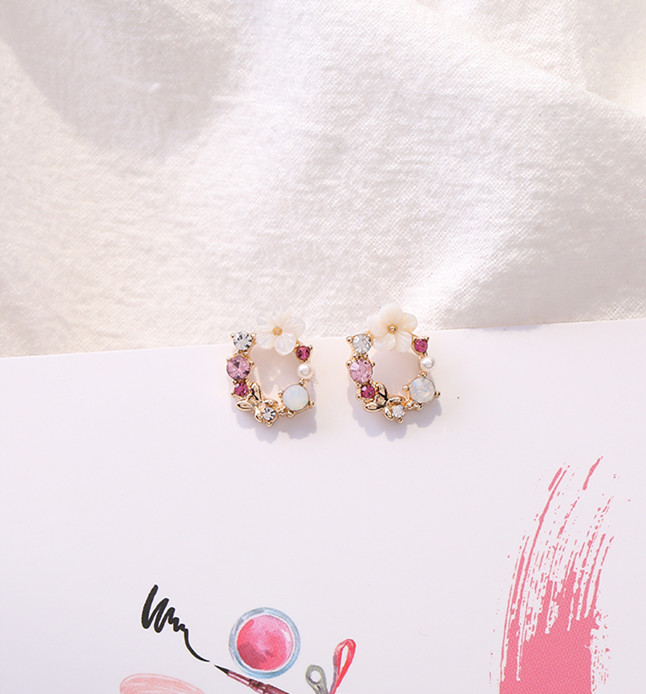 Wholesale Korean Style Shell Flower Delicate Zircon Long Dangle Earrings For Women Temperament Jewelry VGE132 3