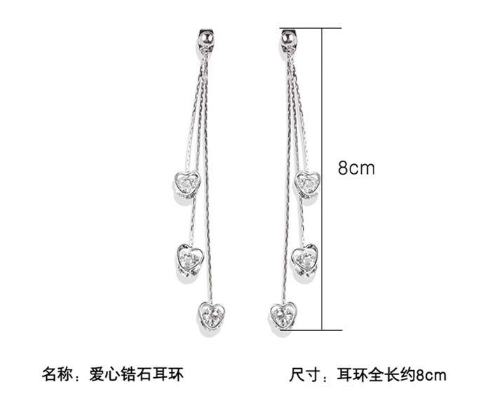 Wholesale  New arrival zircon love tassel pendant earrings Korean fashion earrings light luxury gift statement earrings for women VGE133 5