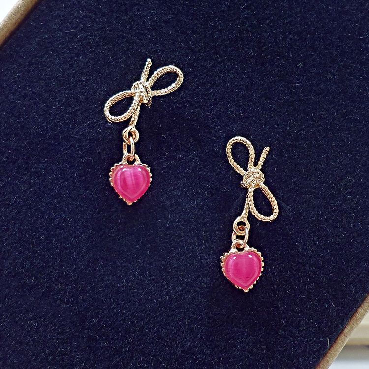 Wholesale Bowknot Heart Earrings for Women Girl Elegant Gold Color Alloy Shiny crystal Earrings Wedding Jewelry VGE135 0