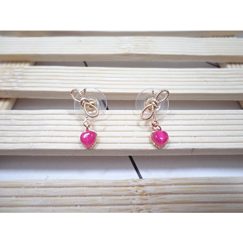 Wholesale Bowknot Heart Earrings for Women Girl Elegant Gold Color Alloy Shiny crystal Earrings Wedding Jewelry VGE135 2