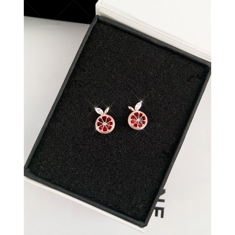 Wholesale  Korean Fashion Red Crystal Grapefruit Stud Earrings Zircon Fruit Earring Women Lovely Birthday Cute Jewelry VGE136 1