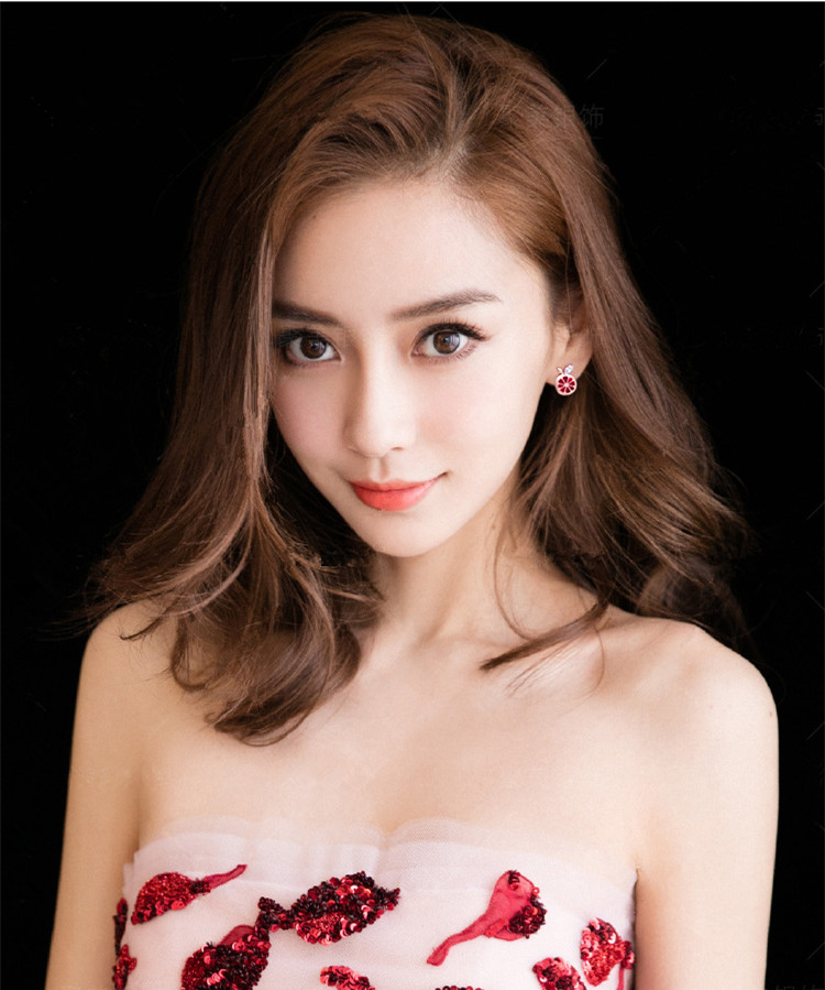 Wholesale  Korean Fashion Red Crystal Grapefruit Stud Earrings Zircon Fruit Earring Women Lovely Birthday Cute Jewelry VGE136 6