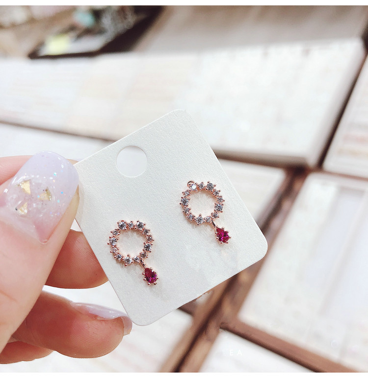 Wholesale Cute Tiny Flower Circle Wreath Love roundness Earrings for Women Water Drop Rhinestone Pendant Accessories Earring VGE138 4