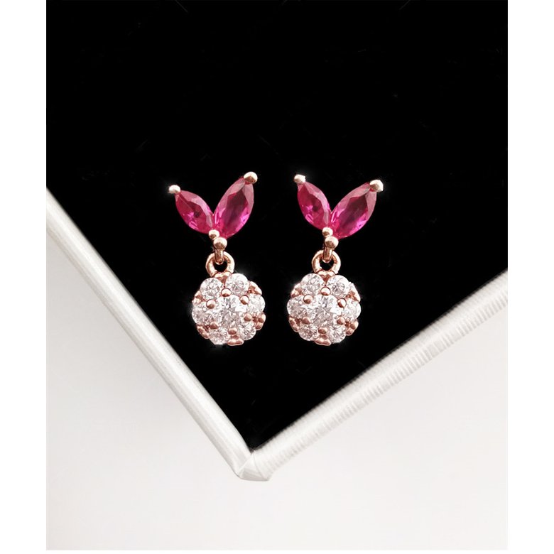 Wholesale Fashion Creative Butterfly Flowers Crystal Dangle Earrings for Women Rose Gold Zircon Sweet ball Drop Earring Jewelry Gift VGE139 1