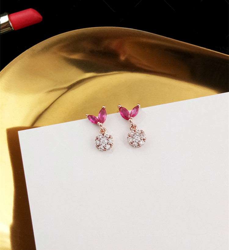 Wholesale Fashion Creative Butterfly Flowers Crystal Dangle Earrings for Women Rose Gold Zircon Sweet ball Drop Earring Jewelry Gift VGE139 2