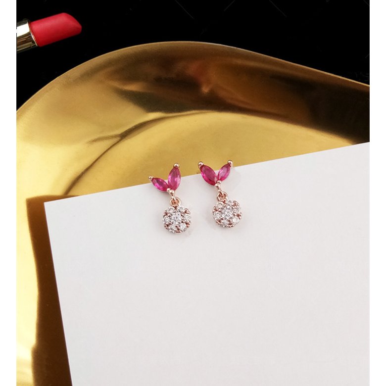 Wholesale Fashion Creative Butterfly Flowers Crystal Dangle Earrings for Women Rose Gold Zircon Sweet ball Drop Earring Jewelry Gift VGE139 2