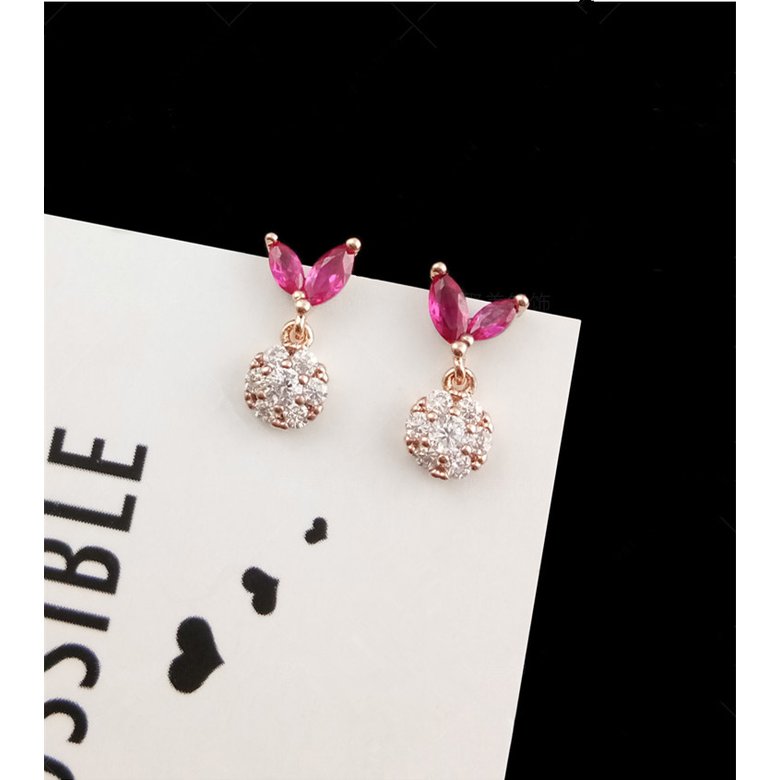 Wholesale Fashion Creative Butterfly Flowers Crystal Dangle Earrings for Women Rose Gold Zircon Sweet ball Drop Earring Jewelry Gift VGE139 3