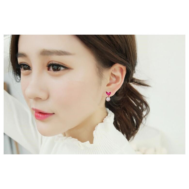 Wholesale Fashion Creative Butterfly Flowers Crystal Dangle Earrings for Women Rose Gold Zircon Sweet ball Drop Earring Jewelry Gift VGE139 4