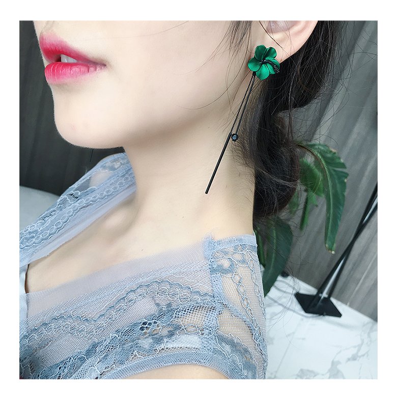 Wholesale New Style Five Leaves Flower Tassels Long Earrings Elegant Earrings Real 925 Silver  Fine Jewelry  for Women VGE140 2