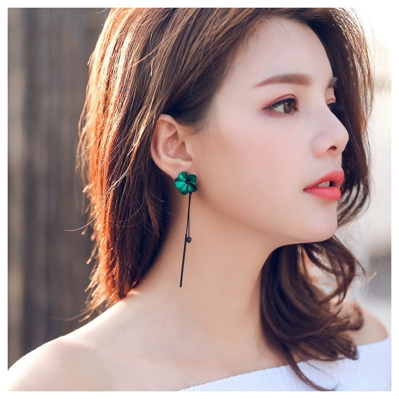 Wholesale New Style Five Leaves Flower Tassels Long Earrings Elegant Earrings Real 925 Silver  Fine Jewelry  for Women VGE140 3