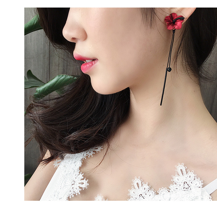 Wholesale New Style Five Leaves Flower Tassels Long Earrings Elegant Earrings Real 925 Silver  Fine Jewelry  for Women VGE140 8