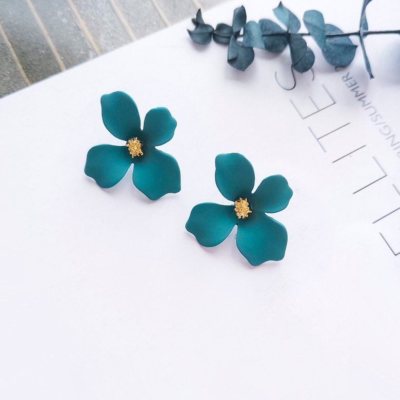 Wholesale New Style Spray Paint Big Flower Stud Earrings For Women Fashion Summer Accessories Elegant Sweet Brinco VGE141 2