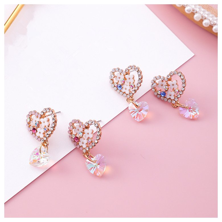 Wholesale Cute Love Heart Flower Earrings Jewelry Trendy CZ Crystal Hoop Earrings For Women Girls VGE142 0