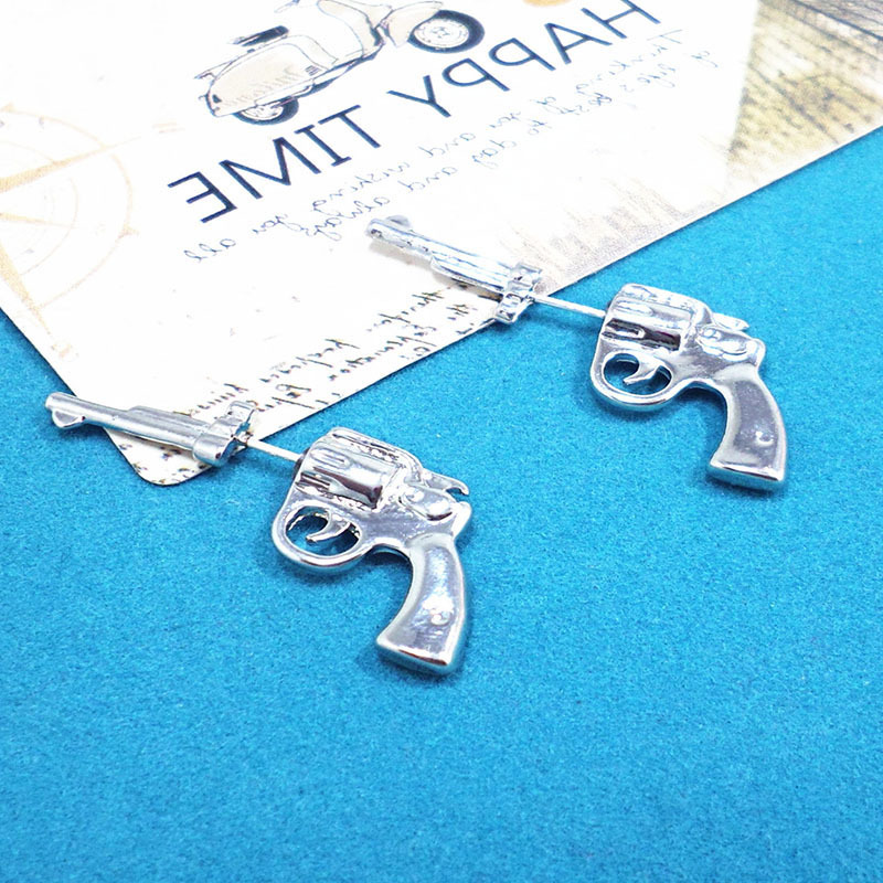 Wholesale New Punk style Gun Stud Earrings Silver Plated Women Pistol Earring Unisex Jewelry VGE143 5