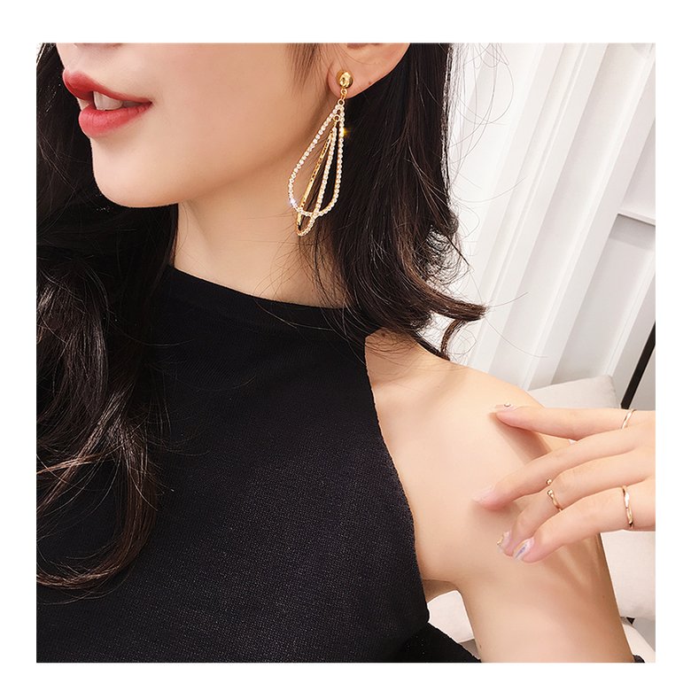 Wholesale Women's Zircon Earrings Pendant Long Earring Fashionable Women's Jewelry Party Gift VGE145 4