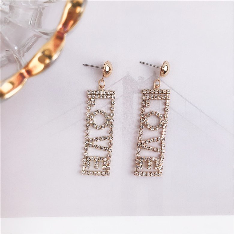 Wholesale Charm And Fashion zircon Earrings Jewelry LOVE Letters Temperament Earrings Hypoallergenic VGE146 3