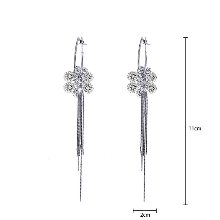 Wholesale New Fashion shiny Zircon Petal Tassel  Earrings for Women Bridal Dating Wedding Jewelry VGE148 0