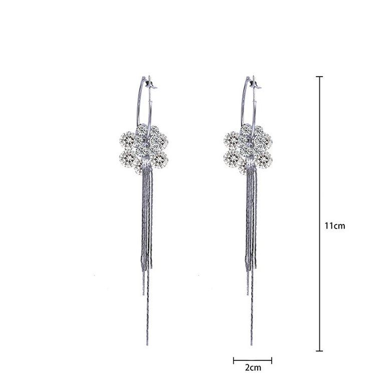 Wholesale New Fashion shiny Zircon Petal Tassel  Earrings for Women Bridal Dating Wedding Jewelry VGE148 0