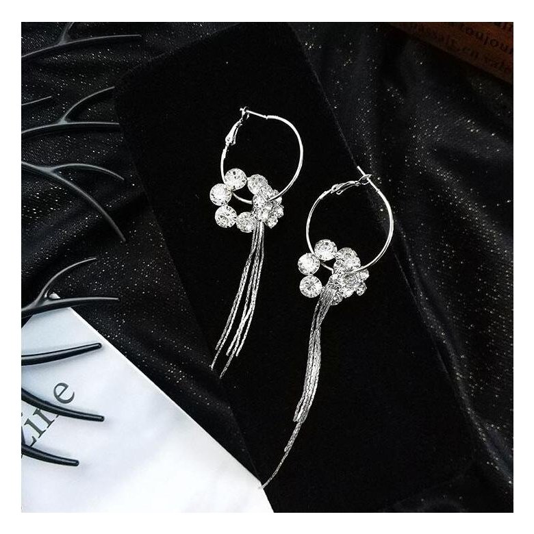 Wholesale New Fashion shiny Zircon Petal Tassel  Earrings for Women Bridal Dating Wedding Jewelry VGE148 1