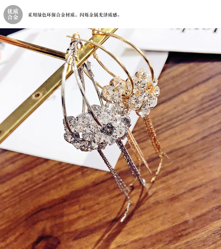 Wholesale New Fashion shiny Zircon Petal Tassel  Earrings for Women Bridal Dating Wedding Jewelry VGE148 5
