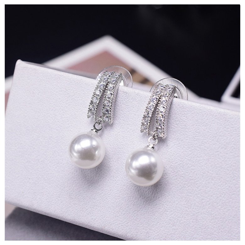 Wholesale Fashion 925 Sterling Silver Pearls Stud Earrings Zircon Silver Earrings For Women Wedding Jewelry VGE152 0