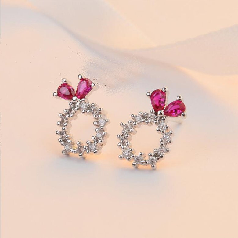 Wholesale Cute Tiny Flower Circle Wreath Love roundness Earrings for Women Water Drop Rhinestone Pendant Accessories Earring VGE153 1