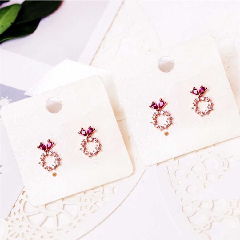 Wholesale Cute Tiny Flower Circle Wreath Love roundness Earrings for Women Water Drop Rhinestone Pendant Accessories Earring VGE153 4